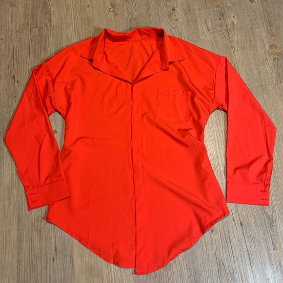 NWOT🍀Women's Long Sleeve Self Tie Knot Front Top Blouse Shirt - Picture 3 of 13